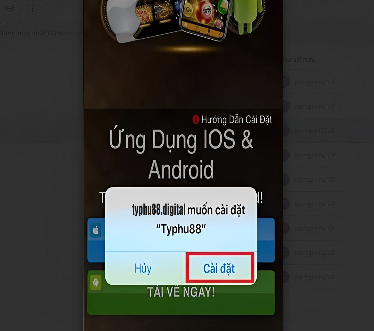 cài đặt app typhu88 cho ios